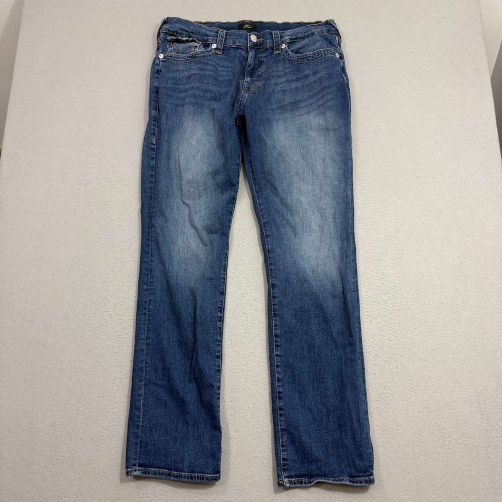 True Religion Jeans Mens 36x34 Blue Ricky Relaxed Straight Flap Pocket Denim